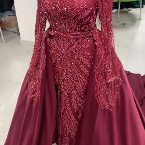 Elegant Burgundy Evening Gown